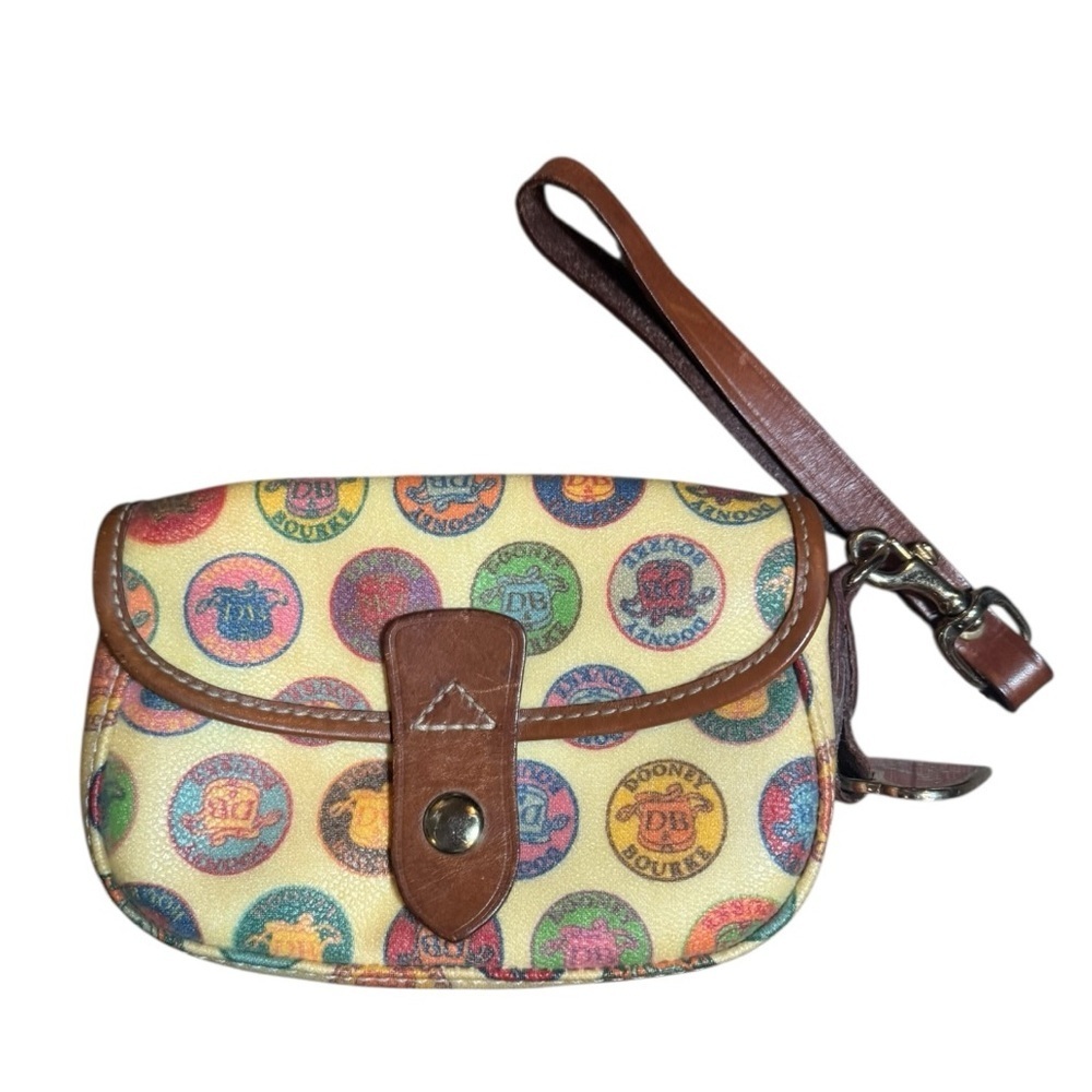Vintage Dooney & Bourke Multicolor Logo Wristlet Mini